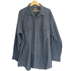 St. Johns Bay Grey Gray Chamois Cloth Long Sleeve Button Down Shacket Mens 2XL